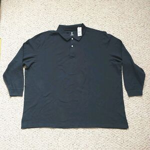 HB DXL Harbor Bay Polo Shirt Mens 5XL Big Tall Blue 100%Cotton Long Sleeve New